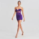 Strapless Sleeveless Diamente Embellished Mini Bodycon Dress